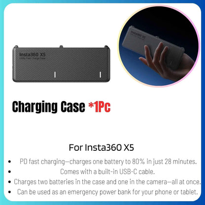 Insta360 X5 Original Accessories Collection Lens Cap Premium Guards Screen Protector Metal Frame Charging Case Battery Pack