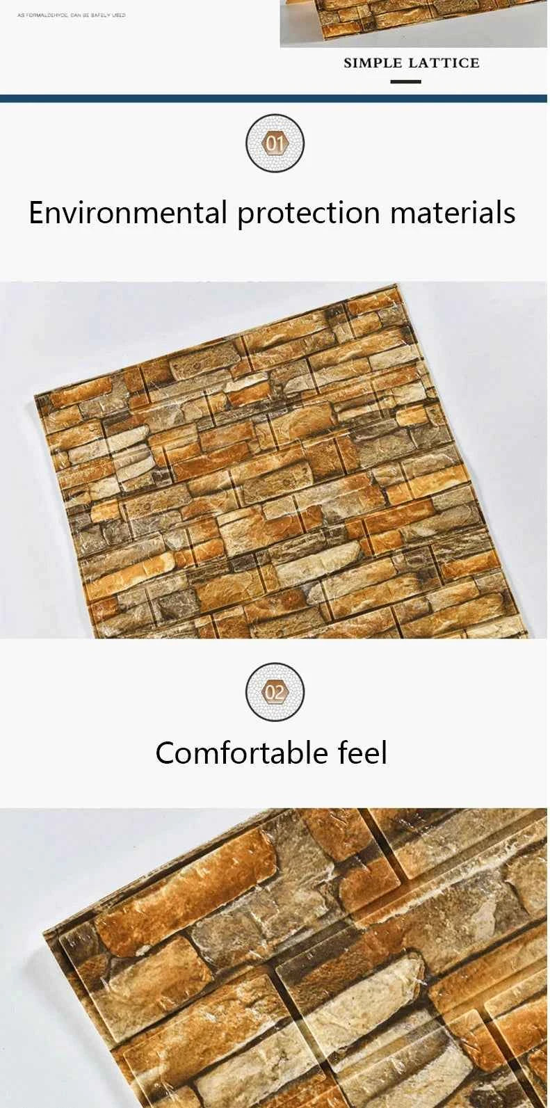 3D Self-Adhesive Wallpaper 70cm*1/5/10m Continuous Waterproof Brick Wall Stickers Living Room Bedroom Children's Room Home Decor