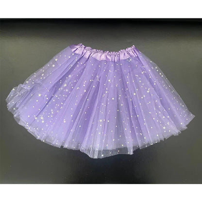XMOMISEL Girls Sequined Star Tulle Tutu Skirt A-Line Mini Dancewear