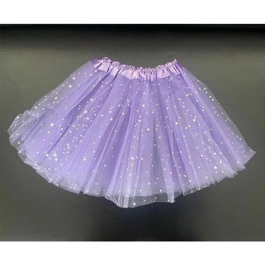 XMOMISEL Girls Sequined Star Tulle Tutu Skirt A-Line Mini Dancewear