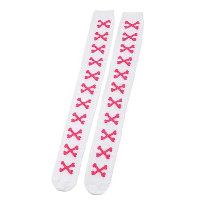 SS69 Women's Bone Print Thigh High Socks - Cotton Blend Cosplay Stockings