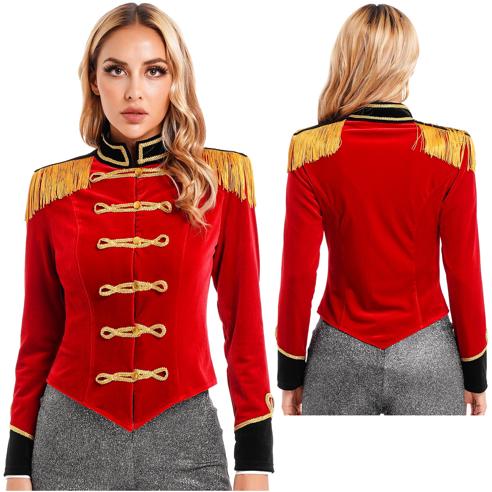 Women Circus Ringmaster Costume Showman Majorette Tassel Tailcoat Jacket Halloween Carnival Lion Tamer Cosplay Costumes