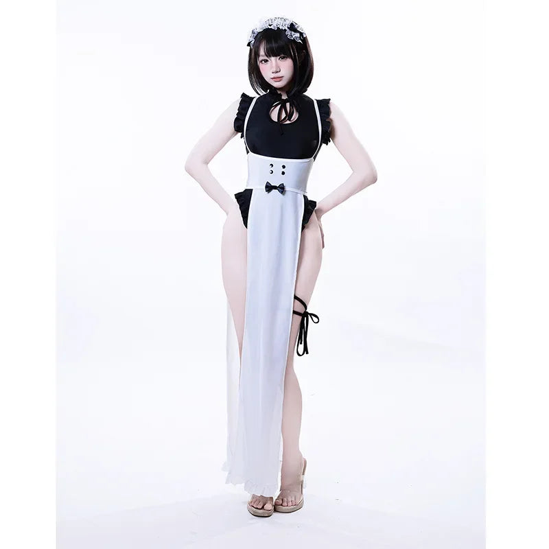 Anime Maid Costume Jumpsuit with Apron & Leggings