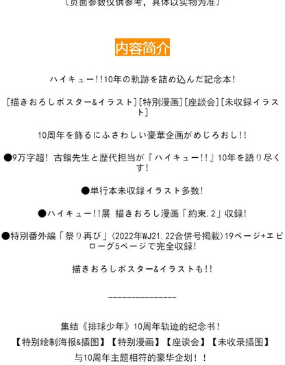 Japanese Original 2022 Official ハイキュー!! Haikyuu!! 10th Anniversary Book Official Color Illustrations art Book SS69