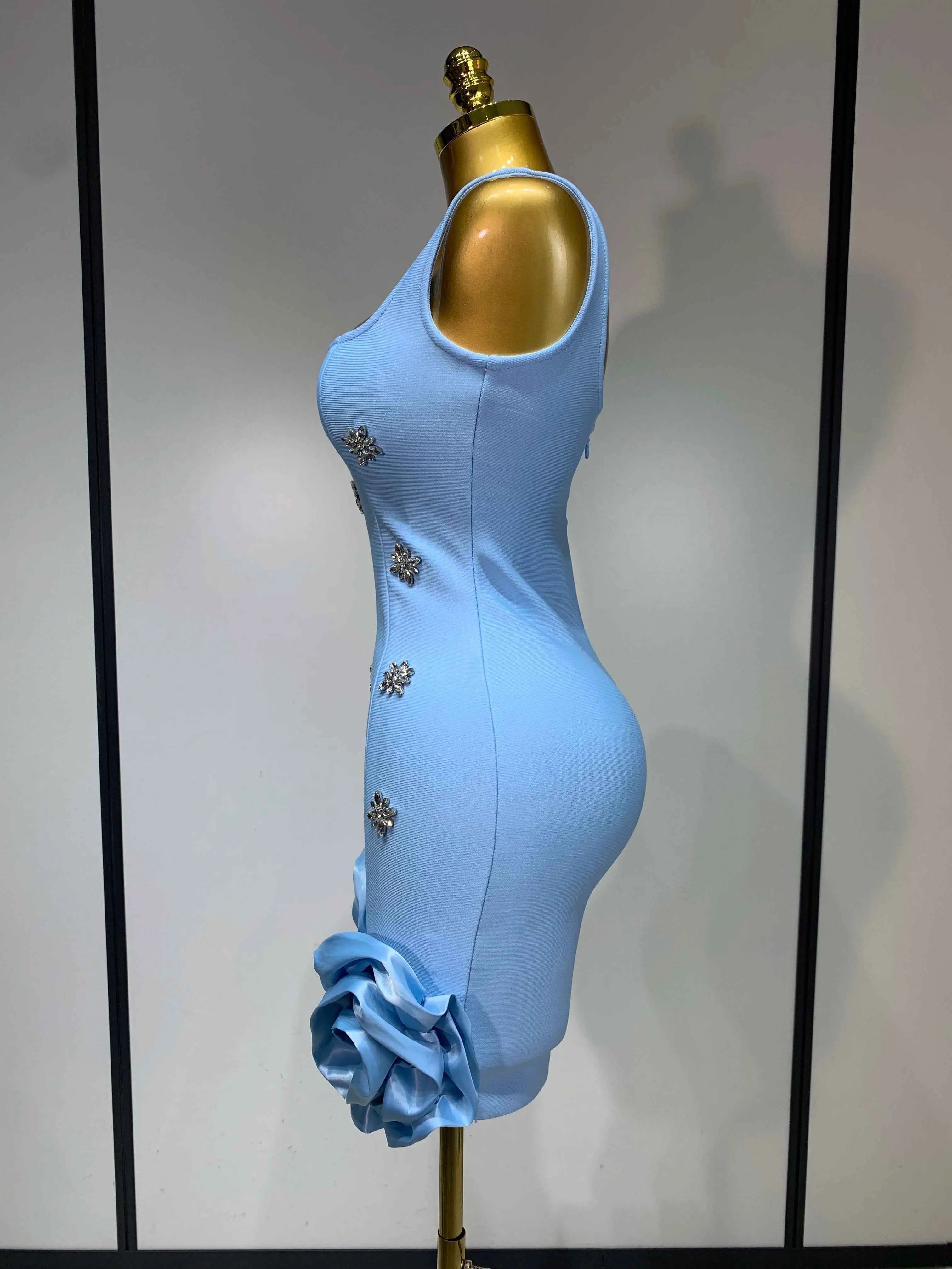Women Sexy Square Collar Sparkly Rhinestone Bodycon Mini Bandage Dress Celebrate Evening Party Elegant Luxury Birthday Dress