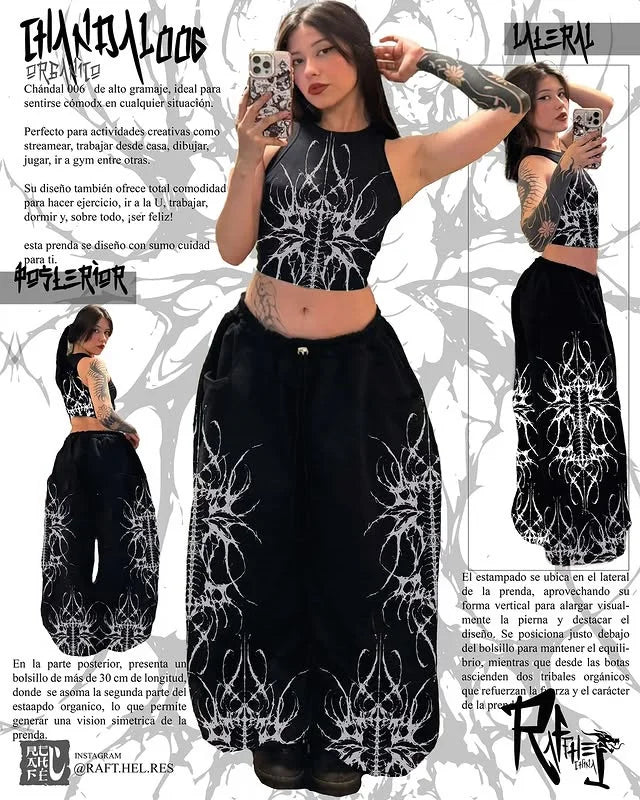 Equinox Flower Japanese Leisure Pants Manga Printing Men Women Slacks Trousers Y2K Gothic Wide Pants