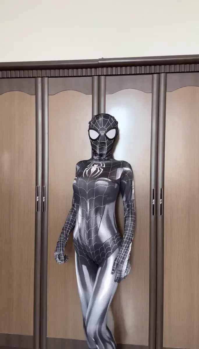 Sexy Black Cat Superhero Cosplay Costume For Spider Women Halloween Costume Christmas Tight 3d Printing Jumpuit Bodysuit Toys