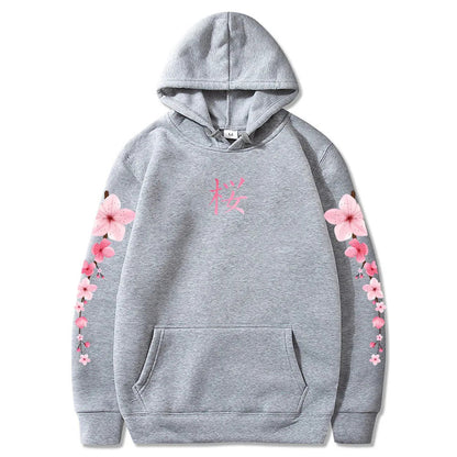 Japanese Blossom Sakura Graphic Hoodies Long Sleeve Winter Hooded Sweatshirts Casual Women/Men Comfortable Pullovers with Pocket SS69