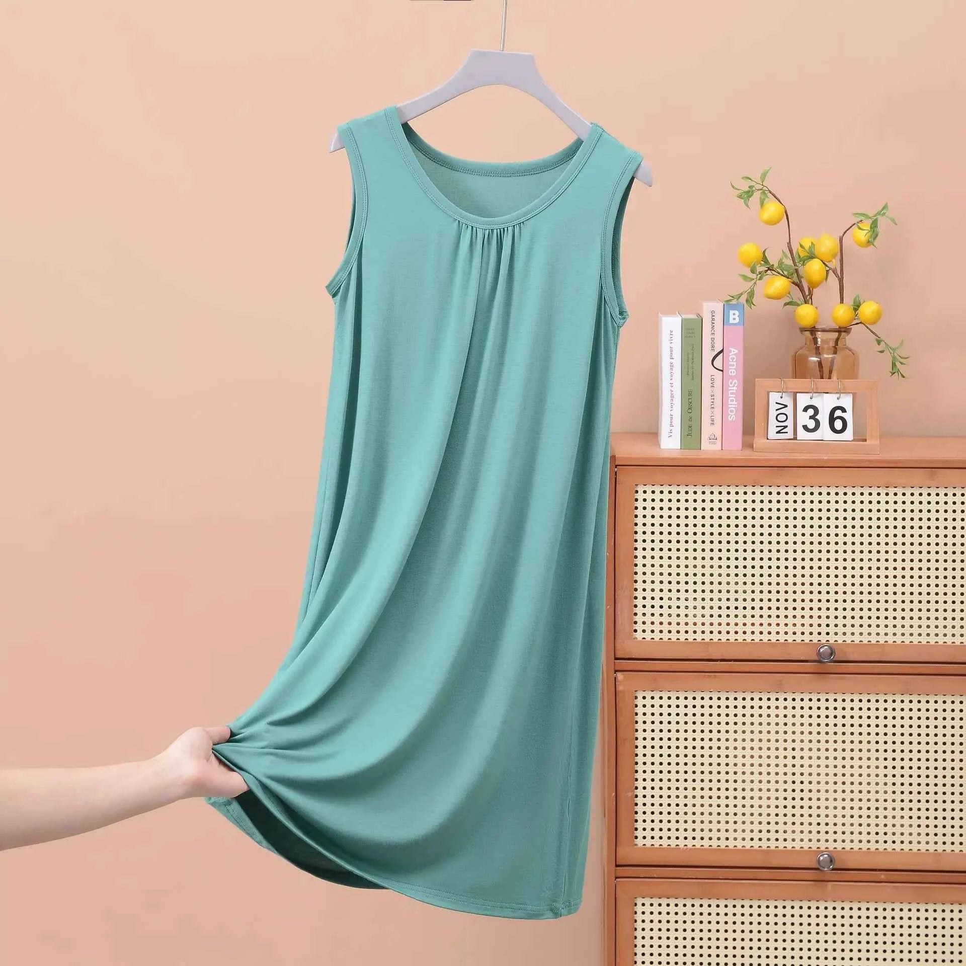 Plus size XL to 8XL Modal sleeveless sleepdress Summer lady's tank dress Loose camisole nightdress comfort dresses