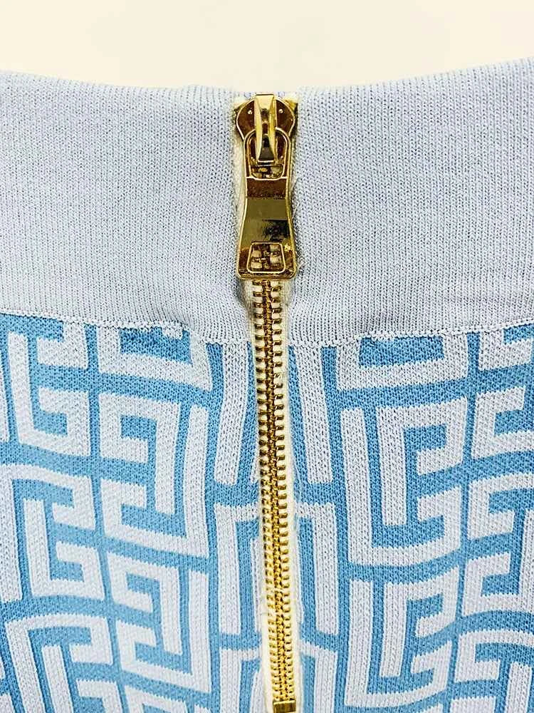 HIGH STREET Newest 2025 Designer Fashion Women's Geometric Monogram Jacquard Knit Pullover Sweater