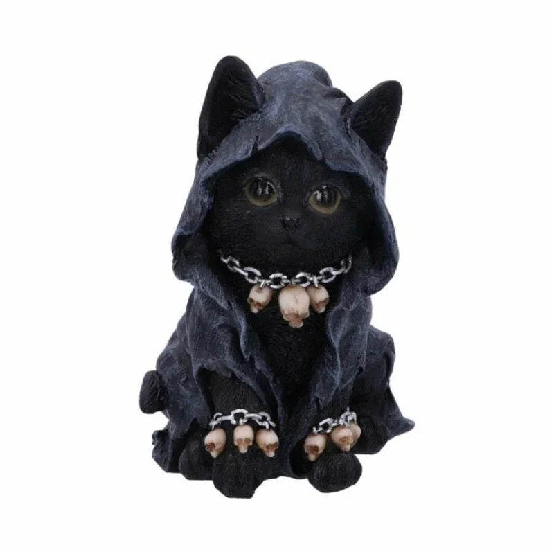 Gothic Cat Witch Decorated Garden Halloween Figurine  Decoration Accessories Decorations for Home Desk  Decor Modern