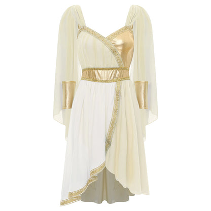 SS69 Women Ancient Greek Goddess Cosplay Costume Chiffon Sleeveless Dress