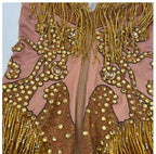 Custom rhinestones bodysuit tassels women Celebrate stage Team pole dance club party fashion leotard clothing