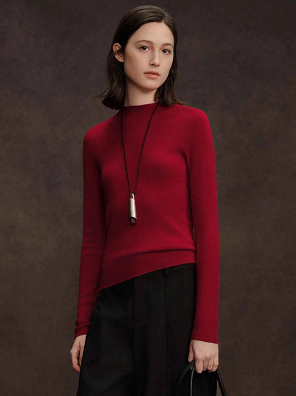 DUSHU Seamless Half-high Collar Pure Wool Pullovers Women Plus Size Autumn Winter Bottoming Sweater Solid Soft Breathable Tops