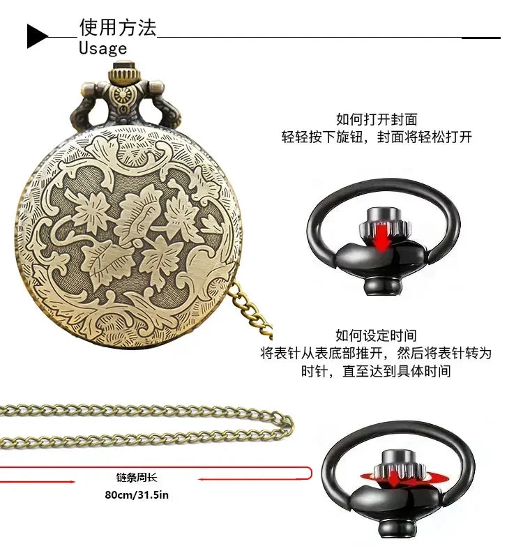 Vintage Quartz Pocket Watches With Chain Retro The Greatest Pocket Watch Necklace For Grandpa Dad Gifts reloj de bolsillo SS69