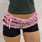 Gaono Ruffle Knickers y2k Women Kawaii Pumpkin Panties Fairy Lace Bowknot Lolita Safety Shorts Pants Sweet Victorian Bloomers SS69