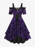 Women's Plus Size Cold Shoulder Floral A-Line Dress