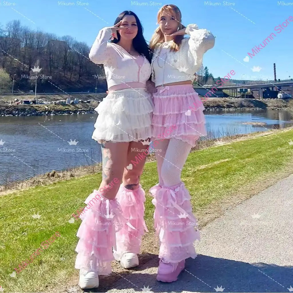 Mikumn Harajuku Sweet Lace Shorts Skirts Y2k Japanese Lolita Kawaii JK Ruffles Bloomers Women Elastic Waist Safety Short Pants SS69