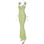Hugcitar Women Floral Spaghetti Strap Bodycon Maxi Dress
