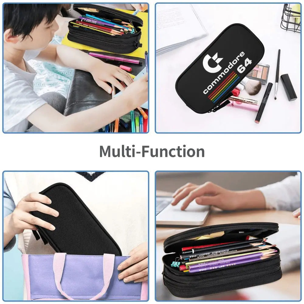 Custom Kawaii Retro Commodore 64 Pencil Case for Girls Boys C64 Amiga Computer Large Capacity Pen Box Bag Stationery SS69