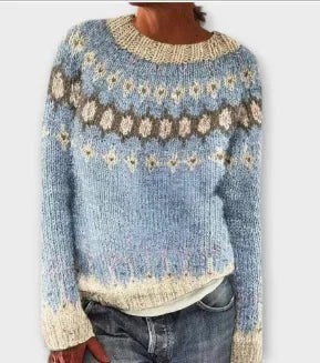 Spring Knitted Women's Sweater O-neck Long Sleeve Casual Loose Sweater Elegant Trendy Print Female Winter Fashion Ladies Clothes