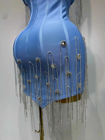 Women Sexy Backless Spaghetti Strap Bodycon Sleeveless Bandage Dress 2025 Elegant Prom Gown Club Evening Party Birthday Dresses