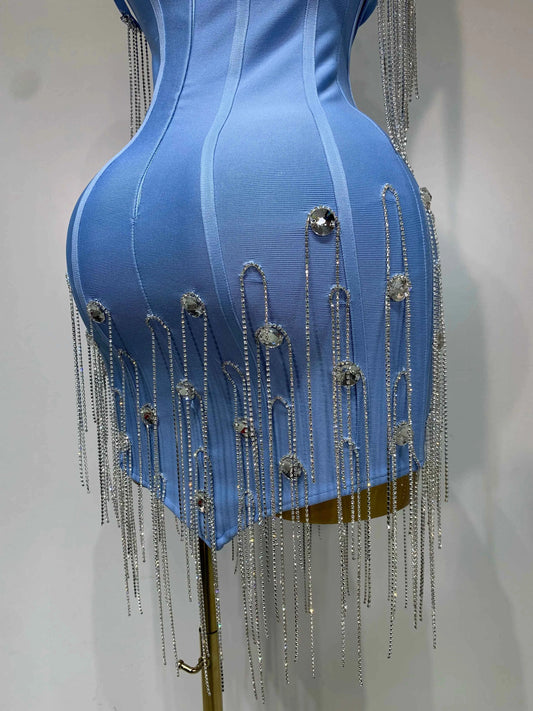 Women Sexy Backless Spaghetti Strap Bodycon Sleeveless Bandage Dress 2025 Elegant Prom Gown Club Evening Party Birthday Dresses