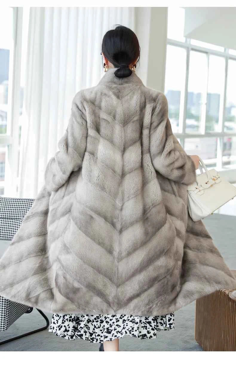 HDHOHR 2025 100% Real Mink Fur Coat Women Long High Quality Natural Mink Fur Jackets Winter Thick Warm Luxury Female Fur Parkers