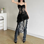 SINGREINY Women Lace Ruffle Sheath Dress