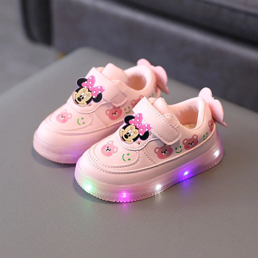 casual shoes Disney spring fall LED Toddler shoes children cartoon casual shoe Minnie soft-soled girls light up sneakers baby