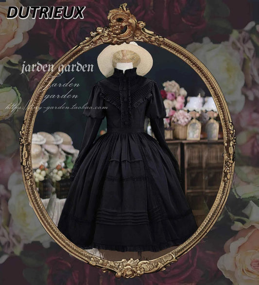 2025 New Classical Long-sleeved Stand-up Collar Slim-fitting Dress Japanese Sweet and Cute Girl Lolita OP Mid-length Dresses
