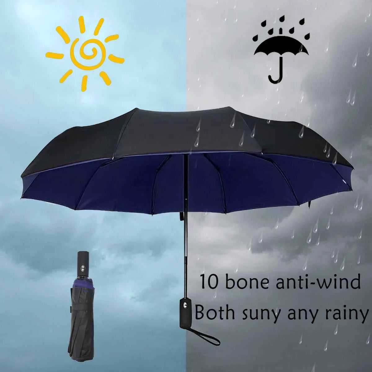 Umbrella Extra Large Ten Bone Large Double Umbrella Triple Large Folding Sunshade Umbrella Men's and Women's Business Umbrella T
