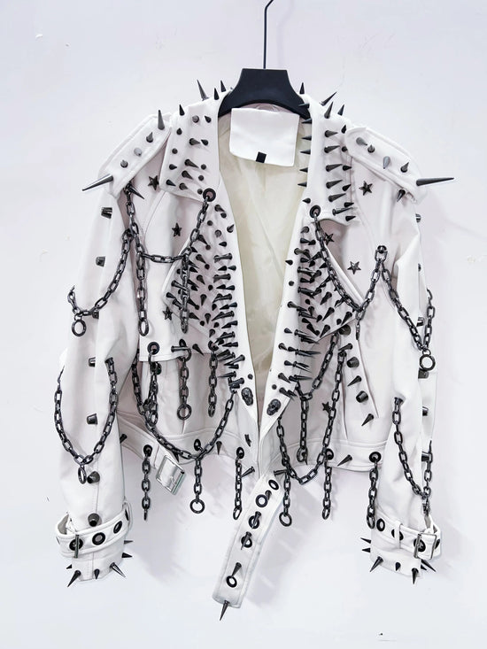 vintage Leather  y2k  Jacket Skull Jacket Punk Jacket  gothic Leather gothic clothes y2k fashion y2k clothes  harajuku Jacket SS69