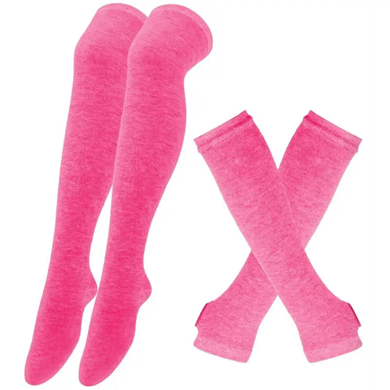 Gothic Striped Over Knee Socks & Arm Warmer Set