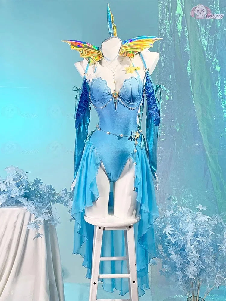 Anime Vaporeon Cosplay Costume Women's Sexy Bodysuit Tail Suit One-Piece Swimsuit Bathing suit Halloween Carnival Party Clothes