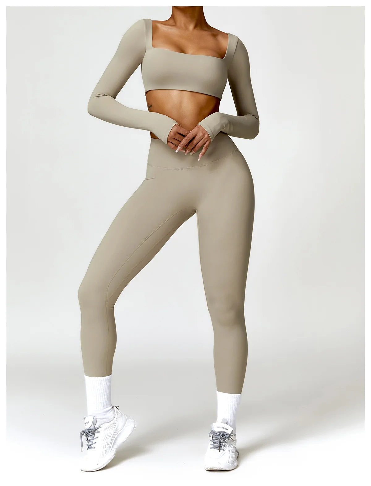 2PCS Yoga Suit Sports Set Women Quick-Drying Gym Set Women Tracksuit Running Workout Long Sleeve Sports Shirt Yoga Clothing SS69