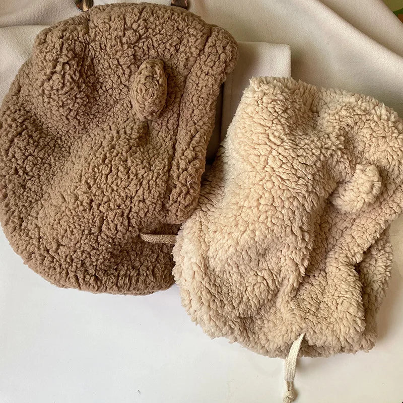 Winter Cartoon Hat With Mask Bear Lamb Beanie Hats Warm Thickened Ear Protection Skullies Beanies for Women Girl Kawaii SS69