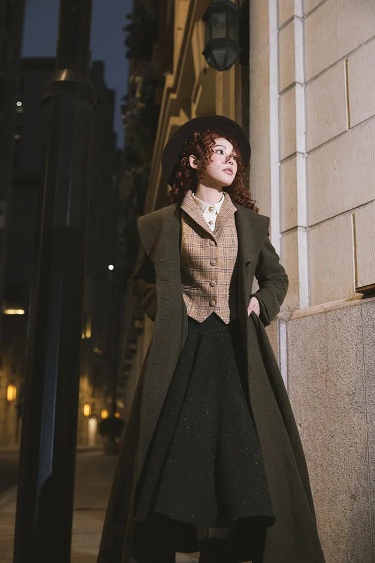 Lautaro Autumn Winter Long Warm Wool & Blends Coat for Women Shawl Collar Single Breasted Elegant Fit and Flare Woolen Overcoat