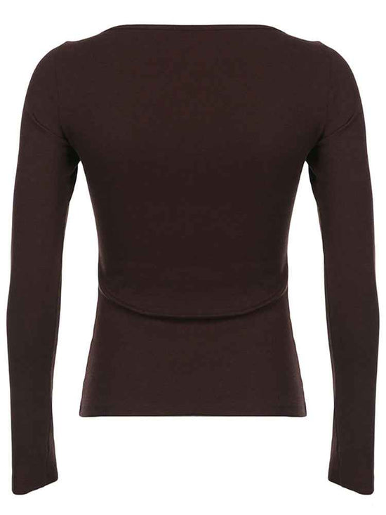 Y2k Women's Long Sleeve Knitted Tops Lace Stitching Neckline Knitwear Bowknot Decoration Slim-Fit Tshirt Pullovers Clubwear