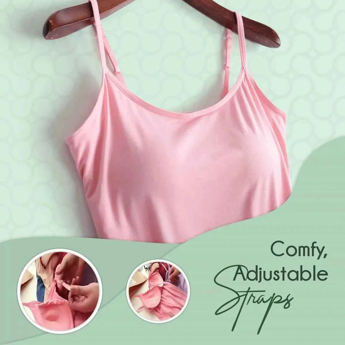 Cami Bra – Women's Camisole With Built In Padded Bra Vest Dropshipping As Seen on Tiktok Pink Top For Women Pajamas Home Wear