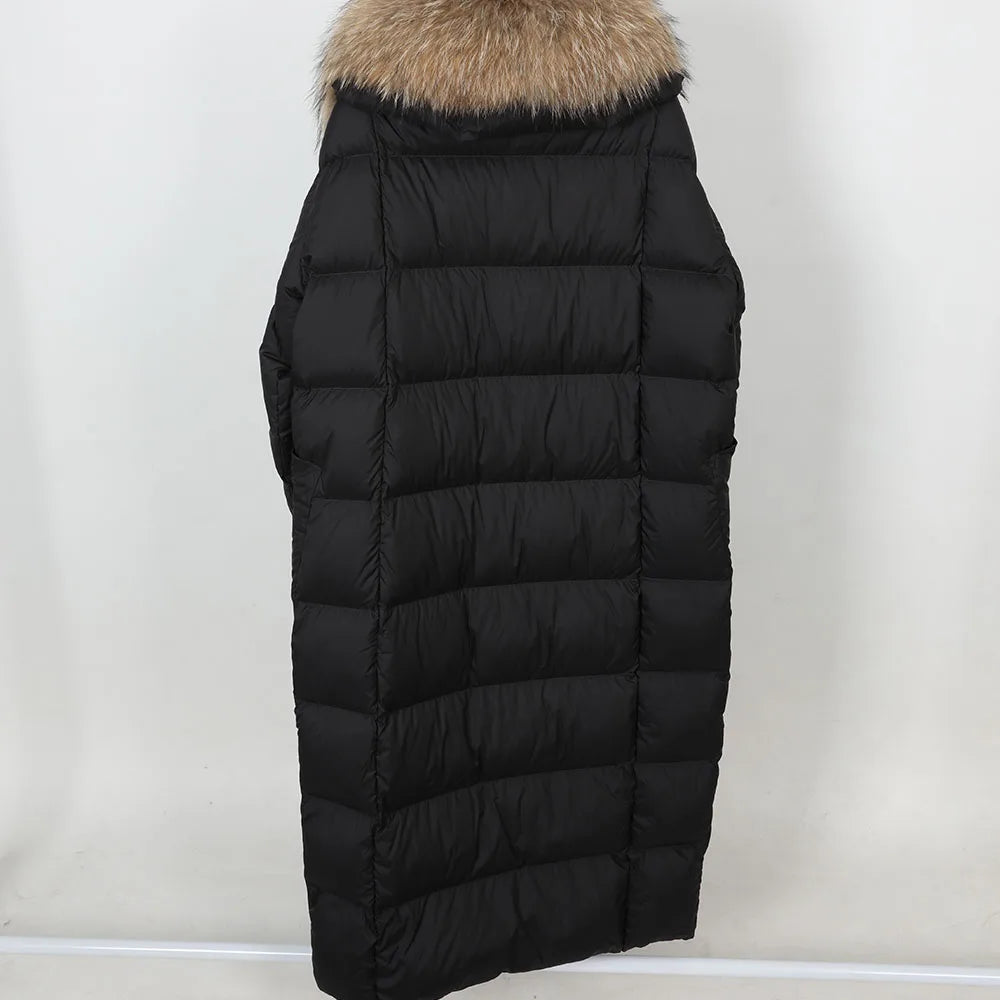 Maomaokong Super Thick 400g Filling White Duck Down Female Winter Women's Over-the-Knee Puffer Coat Luxury Down Jacket Warm