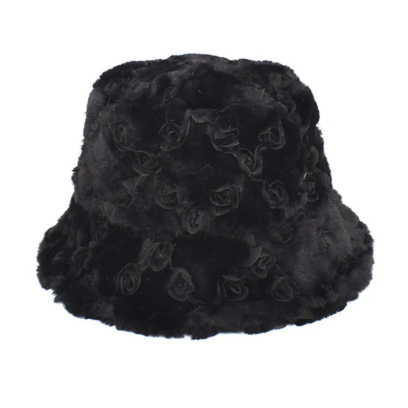 Winter Bucket Hat Women's Fashion Leopard Panama Warm Hats Female Vintage Faux Fur Fisherman Cap Hats For Women Dropshipping
