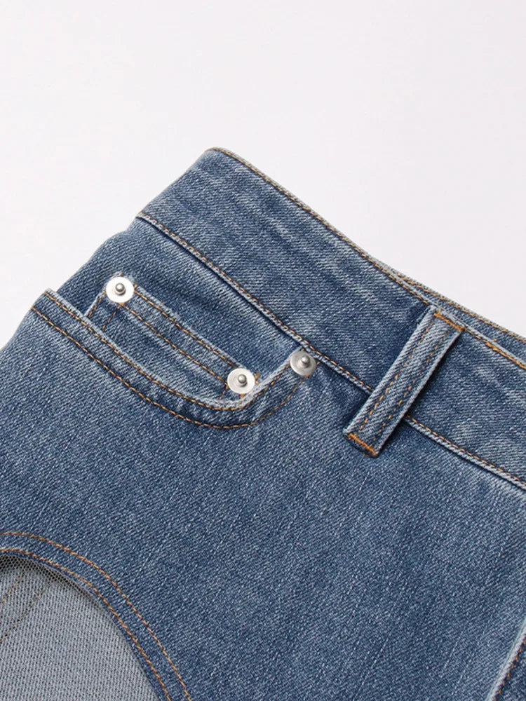 ZMEENNA High Waisted Blue Jeans With Cutout Design For Women Slim Fit Cut Out Pants Stylish Modern Fashionable Trendy ZM690 SS69