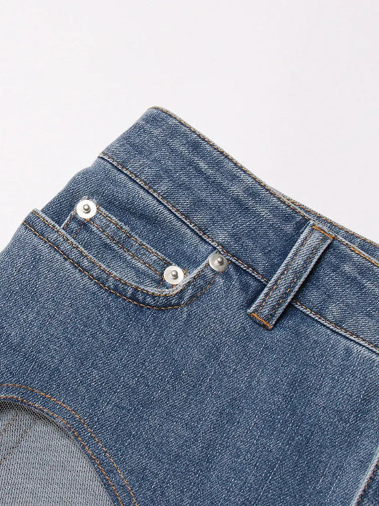 ZMEENNA High Waisted Blue Jeans With Cutout Design For Women Slim Fit Cut Out Pants Stylish Modern Fashionable Trendy ZM690 SS69