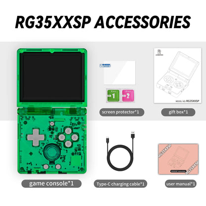 RG35XXSP Fold Handheld Game Consoles 3.5 Inch 640*480 IPS Screen 3300mAh Linux System HDMI-TV Output Retro Video Game Player SS69 97.69 Green TR / france / 64G With Bag