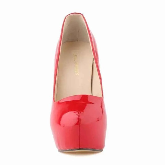 Women Sexy Pumps Stilettos 14cm Super High Heels Round Toes Platform Thin Heel NightClub Party Dress Red Wedding Shoes Big Size