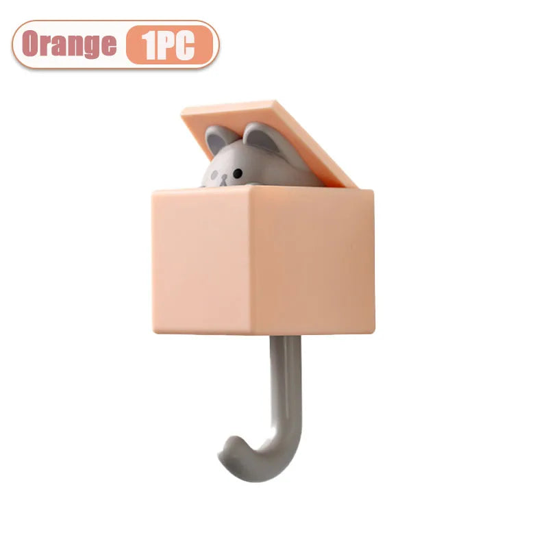 Self-Adhesive Cat Wall Hooks, Cute Animal Decorative Hanger