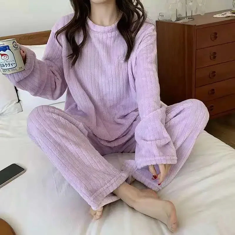 Women's Coral Fleece Pajama Set - Cozy Winter Loungewear