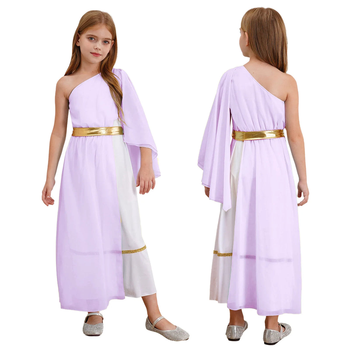 iEFiEL Girls Greek Nymph Toga Dress One Shoulder Lyrical Dance