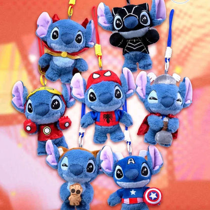 Hottoys Cosbaby Stitch Marvel Blind Box - Captain America & Spider-Man Crossver Anime Figure Christmas Surprise Gift Collection